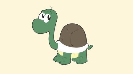 Vector Isolayed Illustration of a Childish Cartoon Style Turtle or Tortoise