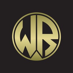 WR Logo monogram circle with piece ribbon style on gold colors