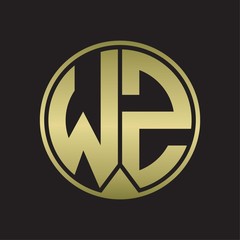 WZ Logo monogram circle with piece ribbon style on gold colors