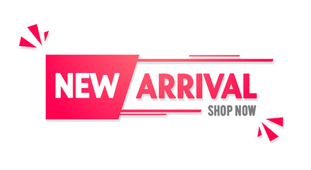 Vector Illustration New Arrival Label. Modern Web Banner With Text Shop Now