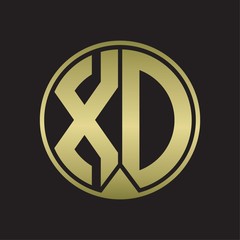 XD Logo monogram circle with piece ribbon style on gold colors