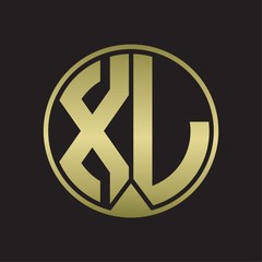 XL Logo monogram circle with piece ribbon style on gold colors
