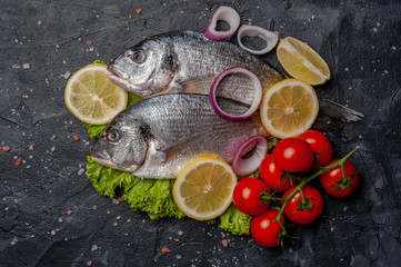 Fresh dorado fishes on bord