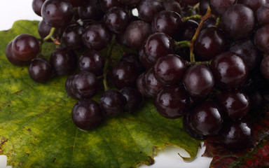 Grape on autumn leaves background