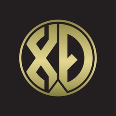 XQ Logo monogram circle with piece ribbon style on gold colors