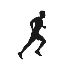 Fototapeta na wymiar Silhouette of a running man or jogger or sprinter. Jogging and sprint concept icon or symbol. Healthy lifestyle. Full body black and white - Simple vector illustration.