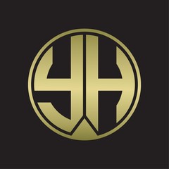 YH Logo monogram circle with piece ribbon style on gold colors