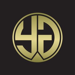 YG Logo monogram circle with piece ribbon style on gold colors