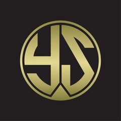 YS Logo monogram circle with piece ribbon style on gold colors