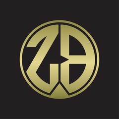 ZB Logo monogram circle with piece ribbon style on gold colors
