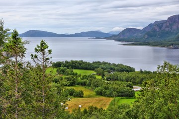 Fototapeta na wymiar Nordland fiord landscape in Norway