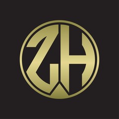 ZH Logo monogram circle with piece ribbon style on gold colors