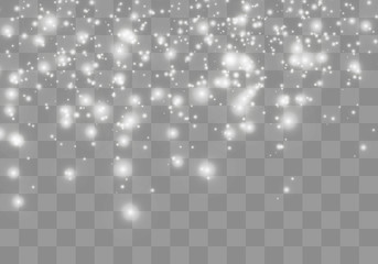 The dust sparks and golden stars shine with special light. Vector sparkles on a transparent background. Christmas light effect. Sparkling magical dust particles.