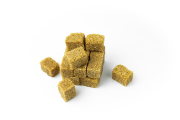 Heap of brown sugar, isolated on white background