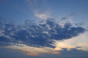 Clouds sunset sky blue glow