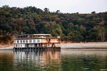 moored on the banks of the Brahmaputra