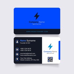 Modern business card vector template - Blue