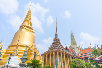 Emerald Buddha Temple And the royal palace  Bangkok, Thailand and Blue sky background