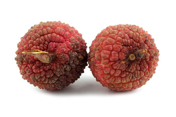 Two lychee fruits