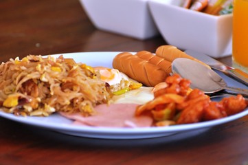 American style breakfast at the seaside resort