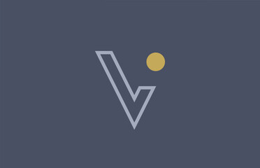 line V alphabet letter logo icon design yellow blue for company and business