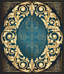 Golden ornate decorative vintage card