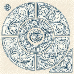 Vintage decorative floral design elements