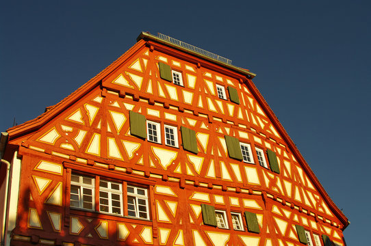Almost millennium old wood-frame houses (fachwerkhaus) in Ladenburg, near Heidelberg, Germany, details