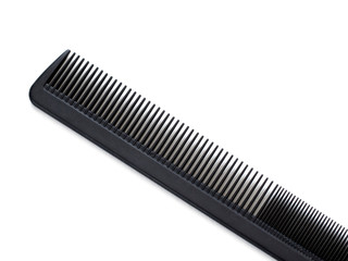 professional hairdresser comb, barber, salon, black, isolated on white background close up