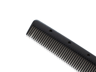 professional hairdresser comb, barber, salon, black, isolated on white background close up