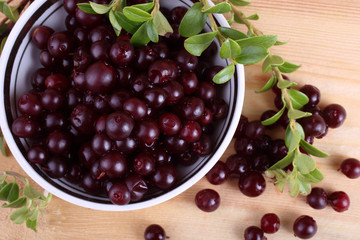 Lingonberry on table