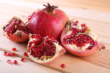 Pomegranate on table