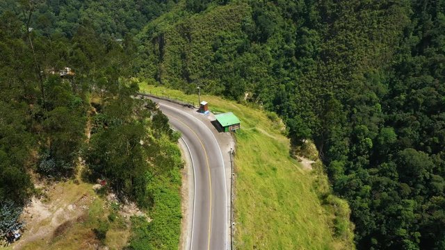 Aerial view oth the Mountain Road in The Andes. Top view.