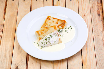 stuffed pancakes with sour cream