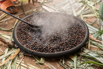 roasting coffee beans in Ethiopia