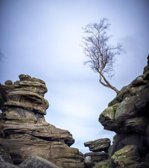 Yorkshire sandstone eroded rock outcrop