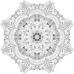 Fototapeta premium Hand drawn zentangle circular ornament for coloring page.