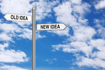 Old and New Idea Direction Arrows Road Sign. 3d Rendering