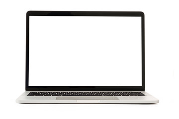 Blank form of laptop computer frame with white background for add template infographic or...