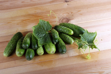 Cucumbers on table