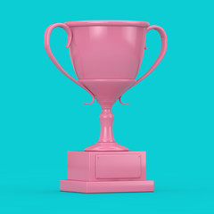 Pink Award Sport Trophy in Duotone Style. 3d Rendering