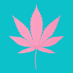 Pink Medical Marijuana or Cannabis Hemp Leaf in Duotone Style. 3d Rendering