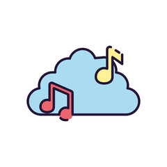 Isolated music notes and cloud fill style icon vector design