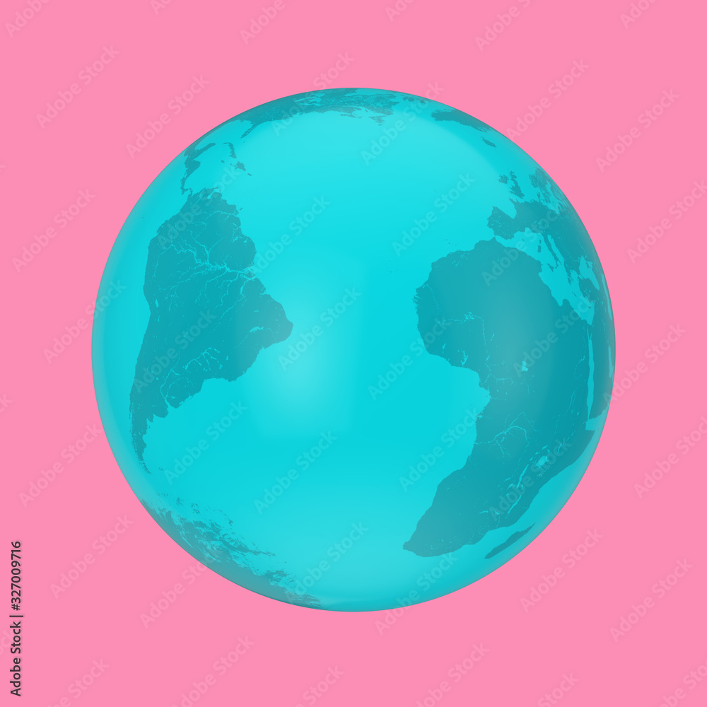 Poster Blue Earth Globe in Duotone Style. 3d Rendering
