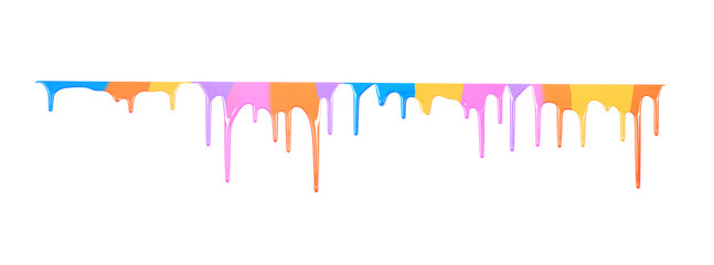 Colorful paint dripping isolated on a white background
