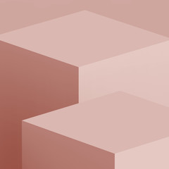 3d dusty pink cube and box podium minimal scene studio background. Abstract 3d geometric shape object illustration render. Natural color tones.