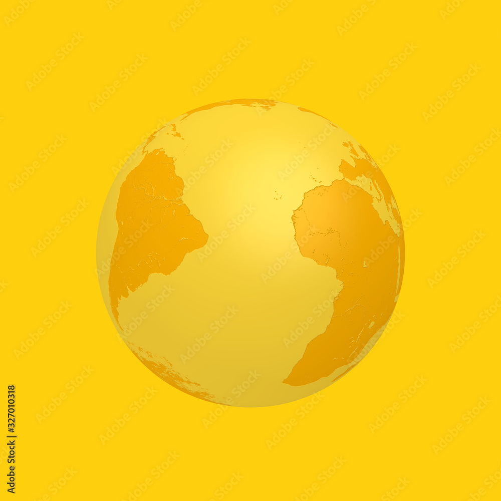 Aufkleber yellow earth globe in duotone style. 3d rendering