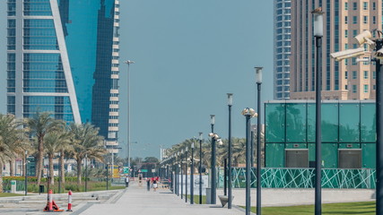 The high-rise district of Doha with walkway timelapse