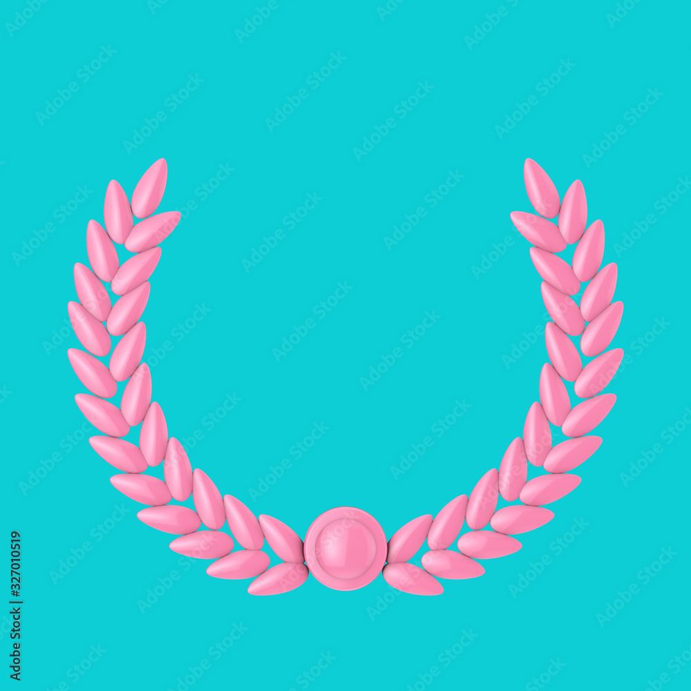 Poster Pink Olive Branch Laurel Foliate in Duotone Style. 3d Rendering