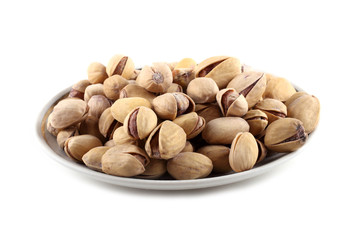 Pistachio nuts isolated on white